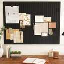 Large Felt Bulletin Board - Stylish Perfectly Sized 35" x 47" Cork Board Alternative for Office & Wall Decor  12 Customizable Adhesive Tiles w/Golden Pins are Perfect to Display Your Photos (Black)