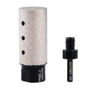 Diamond Coated Finger Bit, 1" Tile Milling Bit to Enlarge Polish Shape Holes on Porcelain Ceramic Marble Granite Tile Countertop, with 5/8-11 Thread to 3/8" Hex Shank Adapter, Diameter 25mm