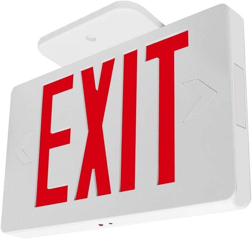 Ultra Slim LED Exit Sign, Red Letter Emergency exit Lights, 1.6W, 10lumens Universal Mounting Double Face (1-Pack)