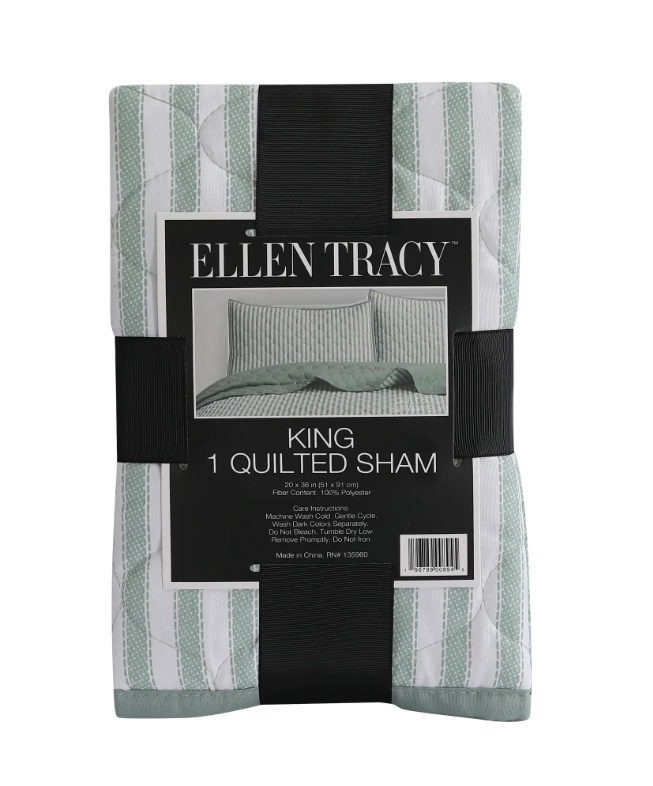 Ellen Tracy™ Stripe Single King Quilted Sham - Green