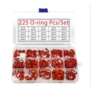 Silicone Rubber O-Ring Assortment Kit 225 Pieces 15 Sizes Metric VMQ Sealing Gasket Set for Cup Lids, Coffee Maker, Brewing Fitting, Washer, Filter, Pump, Plumbing, Hose, Gauge, Auto, Machine, Red