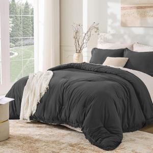 Andency Comforter Set Oversized King Dark Grey 120x120, 3 Pieces Boho Fall Tassel Lightweight Bedding Comforter Sets, All Season Soft Bed Set (1 Comforter & 2 Pillowcases)