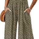 Dokotoo Women's Loose Overalls Jumpsuits One Piece Sleeveless Rompers | Boho Printed Jumpsuit, Sleeveless Wide Leg Jumpsuits for Women, Womens Summer Outfits, Square Neck,Loose Fit Casual Long Pant (Green, S)