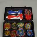 Battling Tops Box Set, Burst Gyro Toys 12 Spinning Tops + 2 Launchers + Stickers Combat Battling Game with Portable Box Gift for Kids Children Boys