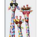 Giraffe Family Canvas Wall Art Animal Poster Prints Picture With Frame for Living Room Bedroom Nursery Office Kids Room Decor Gifts for Boy Girl and Babies(Lovely Giraffe, 16inchx12inch)