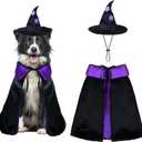 Dog Halloween Costumes, Dog Witch Costume Funny Pet Witch Cloak Cape Wizard Hat Holiday Outfit Clothes Halloween Costumes for Small Medium Large Dogs Pets (Medium)