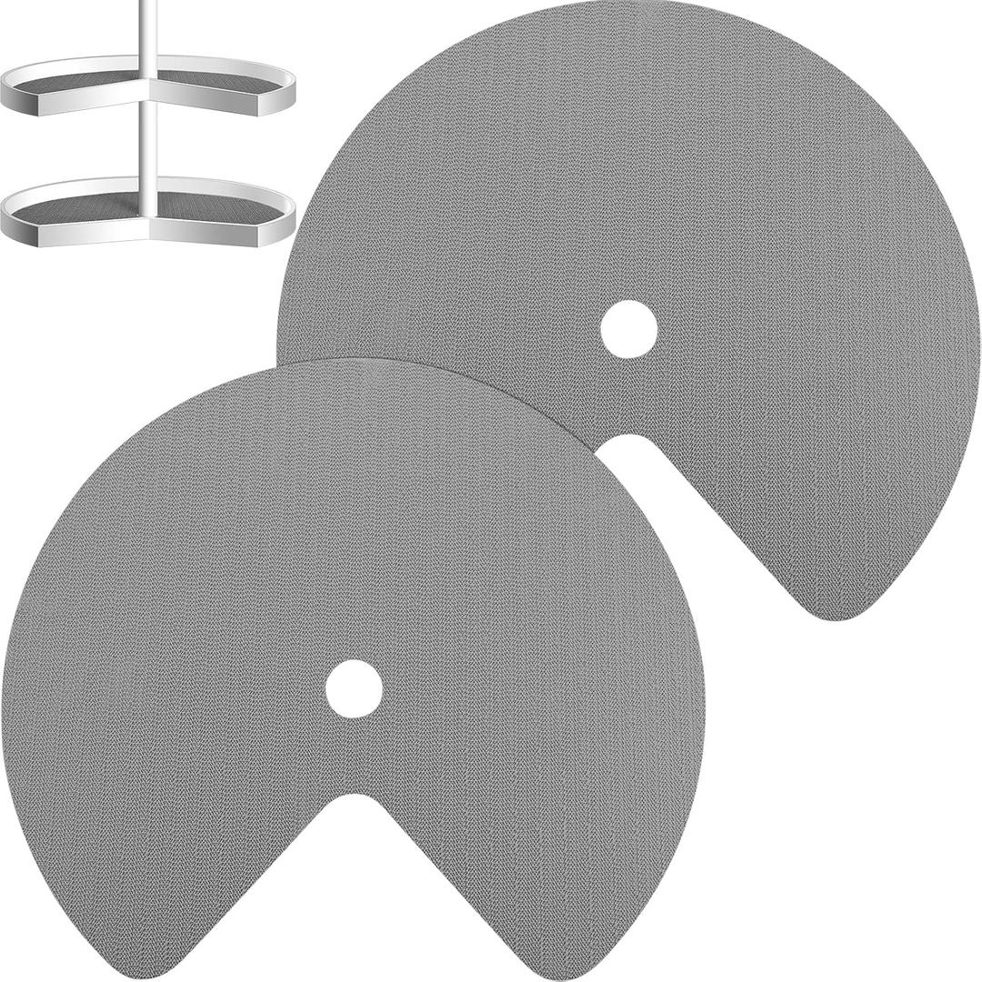 Frienda 2 Pcs Lazy Susan Shelf Liners - Non Adhesive, Non Slip Kitchen Cabinet Liners for Refrigerator, Pantry, Sink & Cupboard Storage(26 Inch,Gray)
