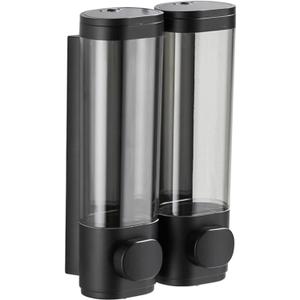 2-Chamber Soap Dispensers Wall Mount,400ml Bathroom Shower Dispenser,Press Manually Lotion Shower Soap Dispenser Use for Home,Bath,Kitchen,Hotels,Apartment,Restaurants(Black)