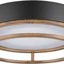 GLOBE Electric 44663 1-Light Integrated LED Outdoor/Indoor Flush Mount Ceiling Light, Matte Black and Faux Wood Finish, Frosted Diffuser, Weather Resistant, Modern Rustic Design