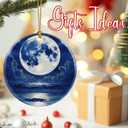 15 x Christmas Ornaments, 2.8 Inch Ceramic Hanging Ornament, Christmas Tree Ornaments, Xmas Decorations, Holiday Decorations, Holiday Party Gifts, and Xmas Gift Ideas - Full Moon Over Ocean