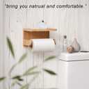 VERTORGAN Toilet Paper Holder with Phone Shelf,Bamboo Wall Mounted Tissue Roll Holder for Bathroom (Natural)