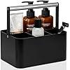 BYUNER Black Shower Caddy Portable: Plastic Bathroom Caddy Organizer with Handle and Holes, Cleaning Caddy, Hard Shower Basket Storage Tote for Toiletry, College Dorm Room Essentials for Men