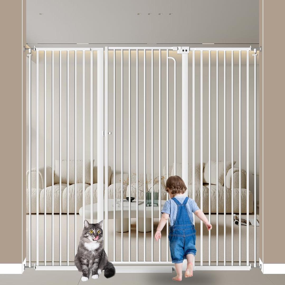 57" Extra Tall Cat Gate for Doorway,57.5"-62.2" Width, Extra Tall Baby Gate Tall Dog Gate Wide Baby Gate Safety,Narrow Auto-Close for Indoor Stairs, Doorways, and Kitchen