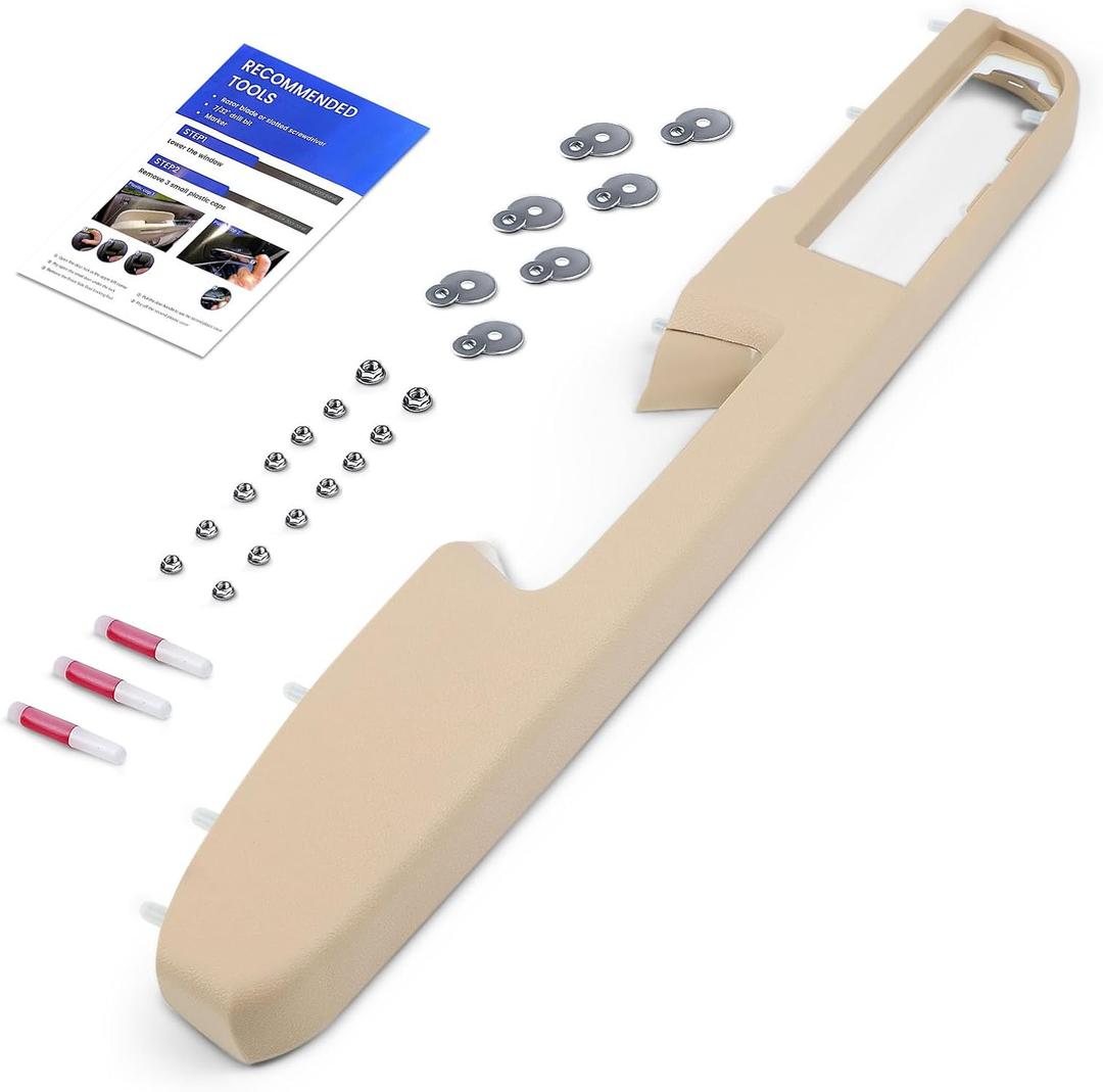80995 Front Left Driver Side Armrest Repair Kit Fit for Chevy Silverado Suburban Tahoe Avalanche For GMC Sierra Yukon 2010-2014 Door Panel with Release Handle Above Armrest 27In - Tan - GM# 84127282