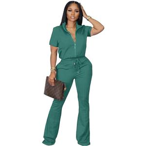 OCEANLUX Women's Lounge Tracksuit Set Two Piece Full Zip Up Short Sleeve Jacket & Drawstring pants Outfits (Red)