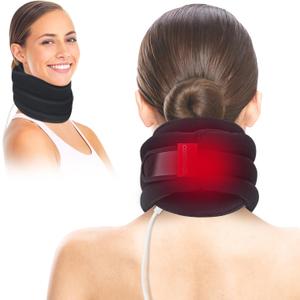 Heated Neck Brace for Pain Relief and Support, Soft Foam Cervical Collar with Heating Pad, Adjustable Neck Support Brace for Relax and Pressure Relief
