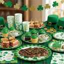 St Patricks Day Party Decorations Set Serve 24, St Patricks Day Party Supplies Kit Includes Green Shamrocks Disposable Dinner Plates, Dessert Plates, Napkins, Cups for Green Irish Party Decorations