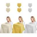 Baby Nursing Cover,Breathable 100% Cotton Nursing Cover with Arched Neckline,Nursing Apron. (Yellow/Milky White/Light Grey)