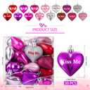 2 x Geosar 30 Pack Conversation Heart Ornaments Valentines Day Decorations, Glitter Matte Heart Shaped Hanging Baubles for Christmas Tree Wedding Home Decor (Red,Silver,Pink,Purple,Rose Red)