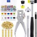 Swpeet 306Pcs 10 Colors 3/16 inch Metal Grommets Kit with Installation Tools, Eyelet Hole Punch Pliers and Soft Mallet with 100Pcs Gold Grommets, Metal Eyelets Kits Shoe Eyelets Grommet Sets