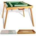 steelway Foldable Mahjong Table with Mahjong Tiles Set,Portable Majong Table with 144pcs Majiang Tiles,1x Storage Box, 1x Storage Bag and 4 All in One Racks and Pushers[麻将套装]
