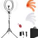 18-Inch Ring Light, 55W Dimmable 5500K Light with 240 LEDs Color Filter, Soft Tube and Carrying Bag for YouTube, TikTok, Selfies and Photography, Compatible with Camera and Smartphones