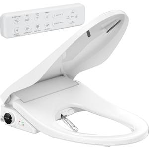 Electric Bidet Toilet Seat with Instant Warm Bidet Wash & Warm Air Dryer, Self-Cleaning Stainless Steel Nozzle, Soft Close Lid, Elongated