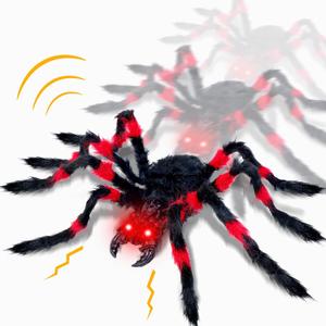 [ Sound Activated ] 35" Walking Spider Halloween Decorations Outdoor Light Up Red Eyes Creepy Sound Battery Operated Realistic Giant Spider for Front Porch Yard Gardens Lawns Halloween Party Favors