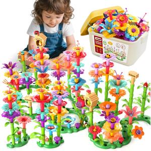 Flower Garden Building Toys for Girls, Educational Activity Preschool Birthday Gifts for 3 4 5 Year Old Girls, Toddler Building Stem Toys for Kids Toddlers Ages 3-5
