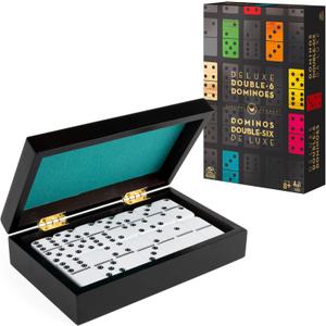 Spin Master Games, Cardinal Legacy Deluxe Double-6 Dominoes, Classic Board Game Set of 28 Dominoes in Lined Wooden Case, for Kids & Family, 1-4 Players, for Ages 8 & Up