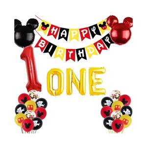 Letromp Mickey 1st Birthday Decorations Boys First Year Old Balloons Boys One Banner for Mickey 1st Birthday Baby Shower Party Supplies Decorations, Large, Red