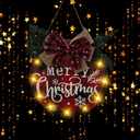 Kiddale Wooden Christmas Welcome Sign, Rustic Farmhouse Door Decor with Bow and Greenery, Colorful, 12.59 Inch Round, Front Door Wall Window Hanging