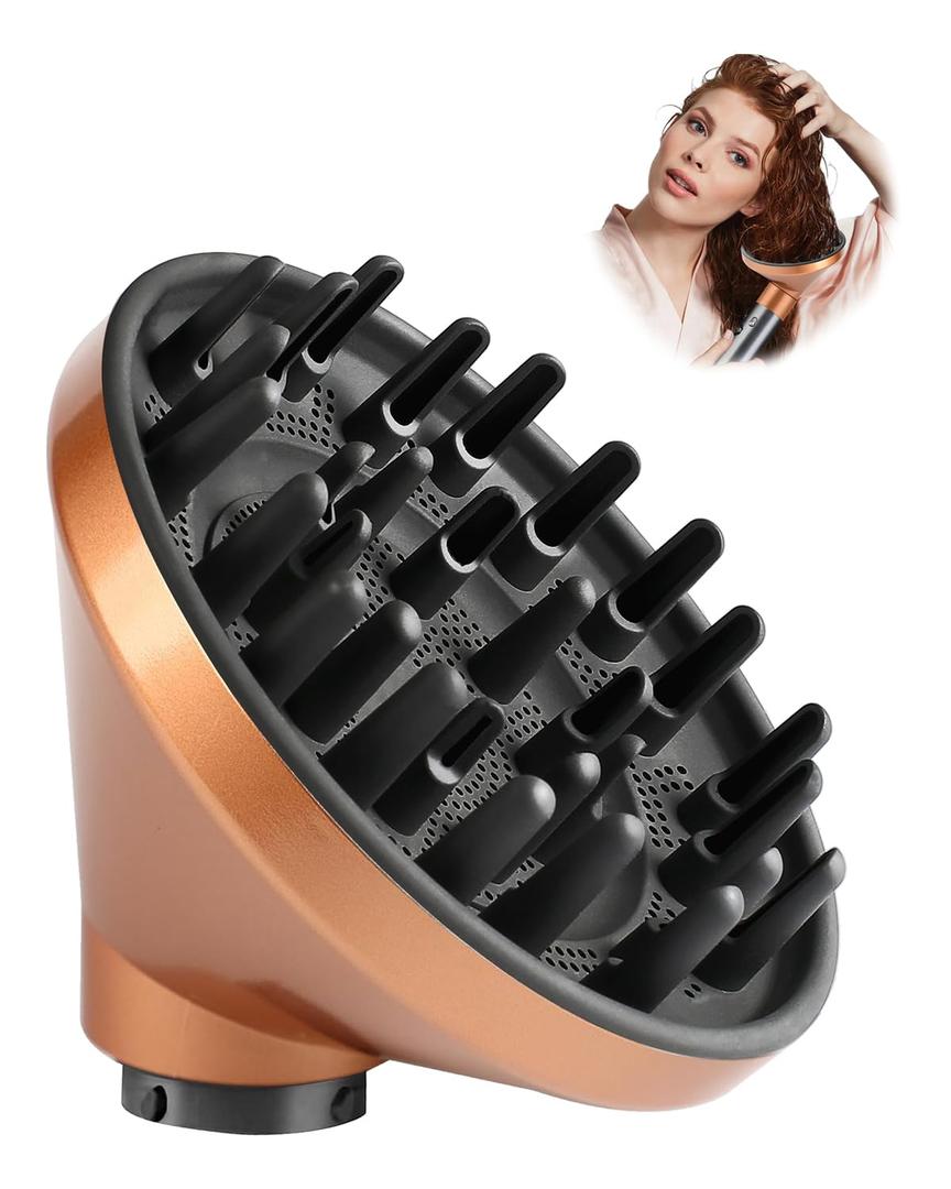 TOSAGE Upgraded Large Diffuser for Dyson Airwrap HS01 HS05 HS08 id, Diffuser Nozzle Attachment for Fast Drying Wave Curly Thick Hair, Rich Copper