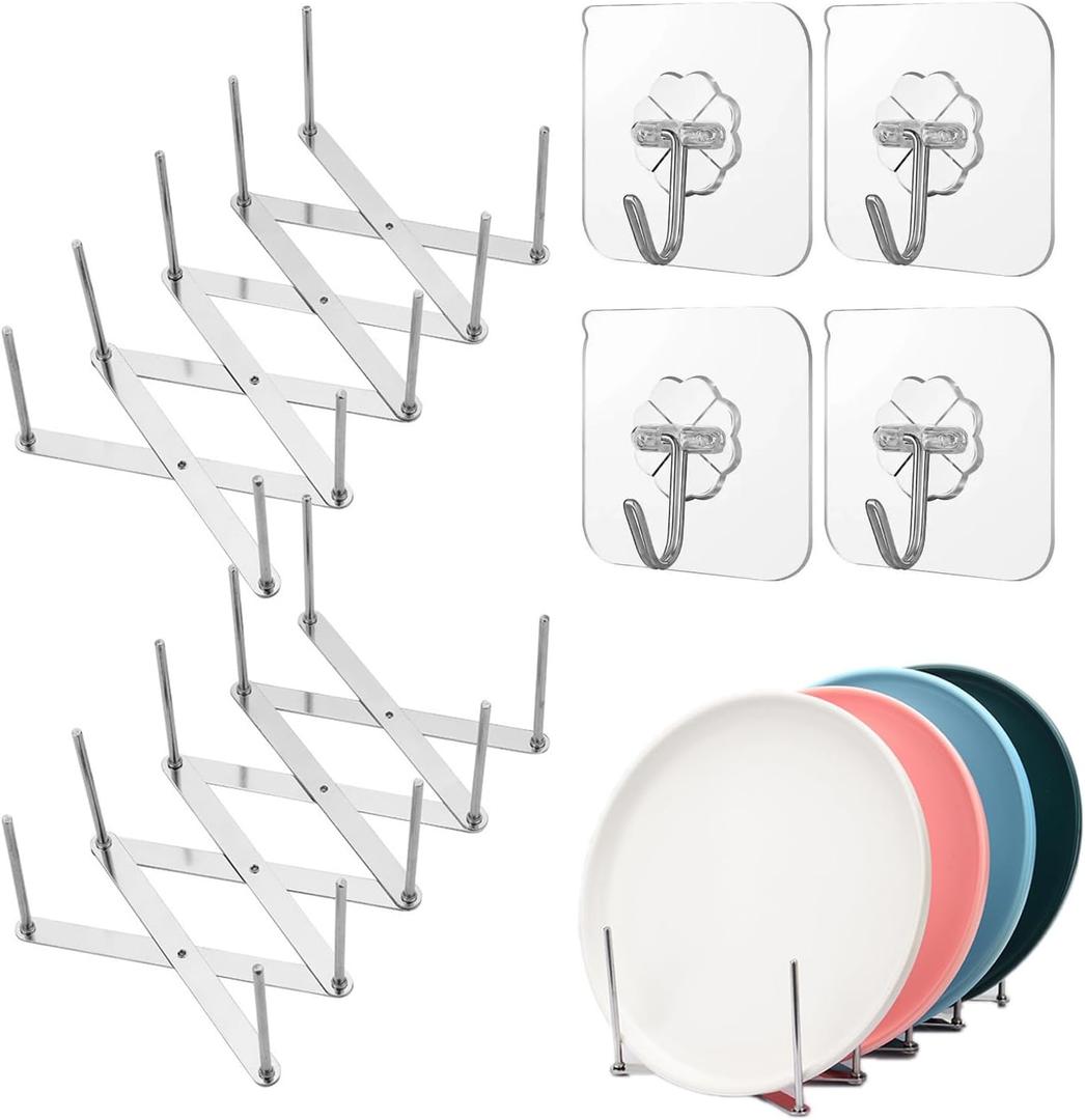 Pot And Pan Organizer Lid Rack, Expandable Adjustable Pans and Lids Organizetion, Stainless Steel, 2 Pack