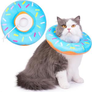 Cat Cone Collar Soft, Cat Recovery Collar for Wound Healing Cute Cat Donut Adjustable Cat Cones to Stop Licking Comfortable Lightweight Neck Elizabethan Collars for Cats Kittens After Surgery (Small)