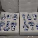 Maxcheck 12 Pcs Porcelain Blue and White Vase, Mini Chinoiserie Vintage Ceramic Oriental Vase Classic Handmade Chinese Flower Jardiniere for Home Office Table Decor