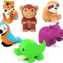 Tub Works Rainforest Mold Free Bath Toys, 6 Pack | Sealed, No Hole Bath Toys Design Keeps Moisture Out | Soft, Squeezable & Float on Water | Easy-Grip Baby & Toddler Bath Toy | Great Baby Pool Toys