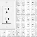 BESTTEN 30 Pack 15 Amp Decorator Receptacle Outlet, Decor Standard Electrical Wall Outlet, Residential and Commercial Use, Non-Tamper-Resistant,15A/125V/1875W, Wallplate Included, UL Listed, White