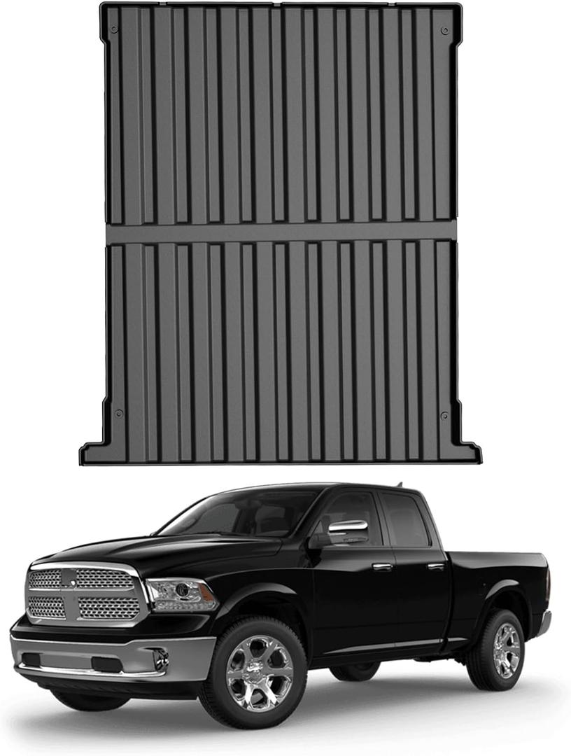 Mixsuper Liner Truck Bed Mat for Dodge Ram 1500 2009-2026 with Rambox, 1500 Classic 2019-2024 with Ram Box, 5.7ft Short Bed, All Weather Truck Rugged Bed Liner TPE Durable Odorless Black