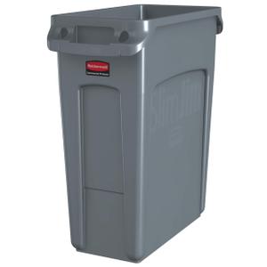 Rubbermaid Commercial Products SLIM JIM Plastic Rectangular Trash/Garbage Can/Bin with Venting Channels, 16 GAL, Gray, for Kitchens/Classrooms/Offices/Back of House