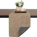 Chitomars Table Runners 55 Inches Long, Dual-Sided Faux Leather Farmhouse Table Runner Waterproof Heat Resistant Non-Slip for Living Room Party Home Decor Holiday Decorations(Gray Beige, 12 x 55 Inch)
