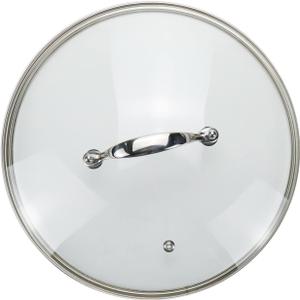 10 Inch Clear Tempered Glass Pan Lid Replacement with Stainless Steel Arch Handle, Oven Safe Up to 356F (180), Silver