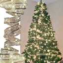 Ribbon Lights for Christmas Tree Decorations,32ft 100 LED Lights Silver Edge Wired Ribbon Fairy Lights for Xmas Tree Wedding Birthday Party Home Holiday Decor