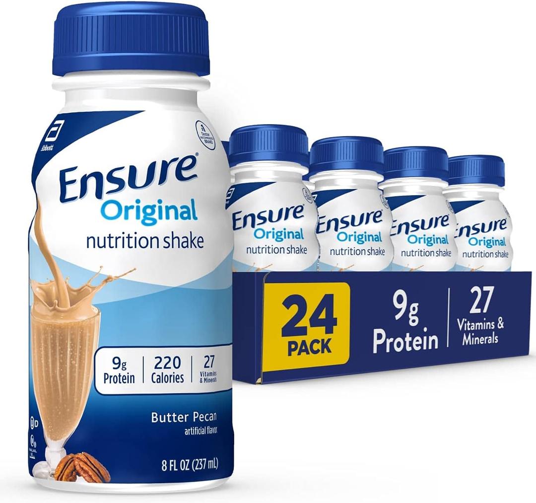 Ensure Original Butter Pecan Nutrition Shake | Small Meal Replacement Shake | Ready To Drink | 9g Protein, 27 Vitamins and Minerals | 8 fl oz - 24 Pack, Expiry: 06/01/27