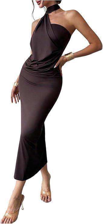 SOLY HUX Women's Elegant Sleeveless Ruffle Hem Bodycon Mini Dress Mini Formal Cocktail Dresses Airport Outfit, Small