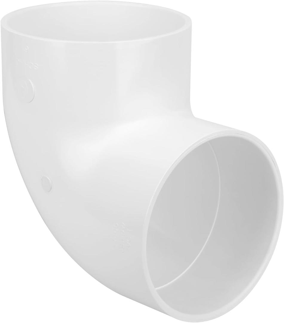 6 Inch 90 Degree Right Angle PVC Pipe Fitting, Furniture Grade SCH40 (Socket x Socket) 6" PVC Fitting Connectors for DIY Shelf Garden Support Structure