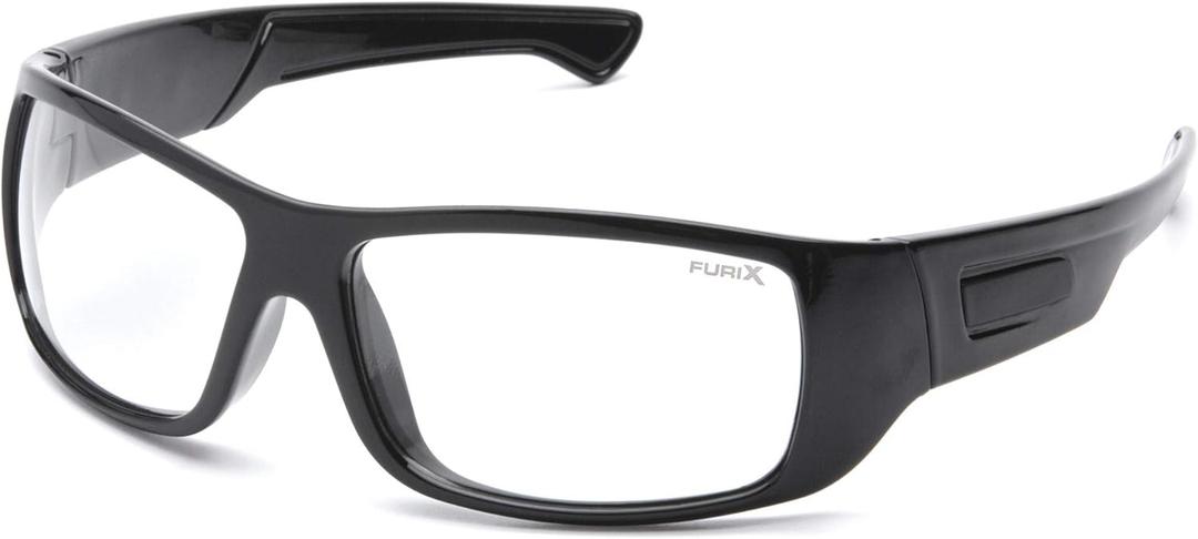 Pyramex Furix Safety Glasses Black Frame Clear Anti-Fog Lens