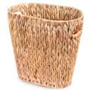 Wicker Trash Can Bathroom, Wicker Waste Basket with Built-in Handles, Handwoven Water Hyacinth Small Waste Basket, Rattan Waste Basket For Bedroom, Bathroom, Office, Living Room, Small Space 1 Pack