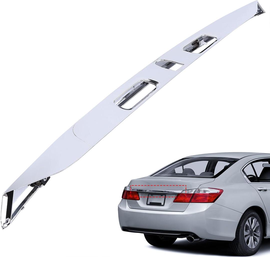 Rear License Garnish Molding Chrome Trims for 2013-2015 Compatible with 2013 2014 2015 Honda Accord 2.0-3.5L Rear License Garnish Molding Trunk Replace 74890-T2F-A11 74890T2FA11