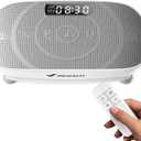 MERACH Slim Vibration Plate Exercise Machine, Vibration Plate for Lymphatic Drainage Weight Loss, Vibrating Plate with Real-Time Calorie Tracking on LED Display, Workout Equipment for Home Women Men (Grey)